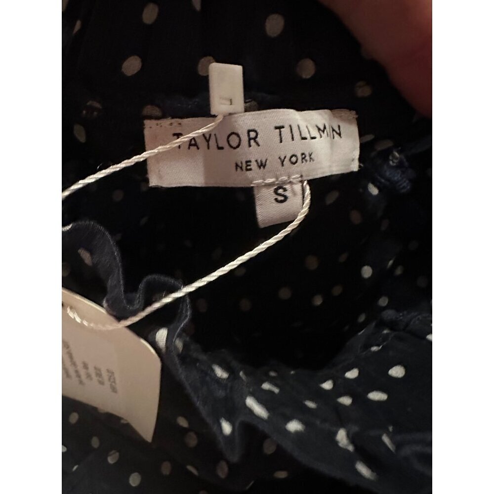 Taylor Tillman New York Gabrielle Navy Polka Dot Midi Tiered Skirt - Picture 6 of 6